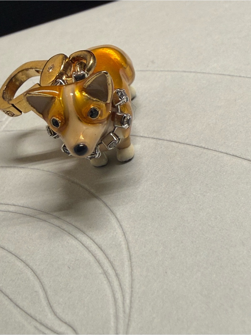 Juicy Couture Enamel Corgi Charm in Gold and Cream Y2K 2000s